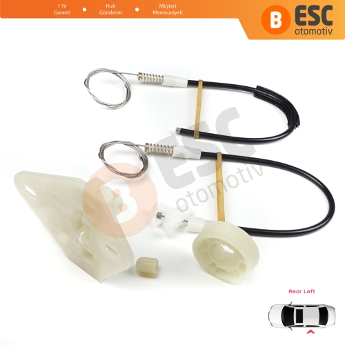 Renault Megane MK1 X64 1996-2003 4/5 Kapı 7700834343 İçin Arka Sol Kapı Cam Kriko Tamir Seti