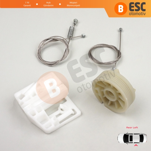 Renault Megane MK2 2002-2008 4/5 Kapı 8200028070 İçin Arka Sol Kapı Cam Kriko Tamir Seti