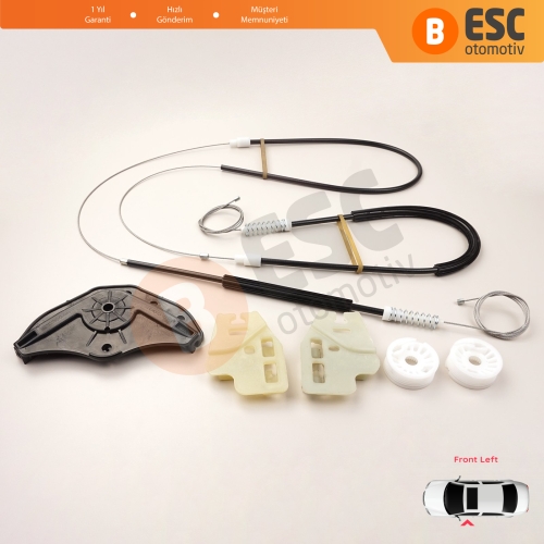 BMW 3 Serisi E46 2001-2005 4/5 Kapı Makyajlı Kasa 51330018129 İçin Ön Sol Kapı Cam Kriko Tamir Seti Kapaklı