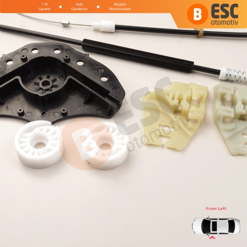 BMW 3 Serisi E46 2001-2005 4/5 Kapı Makyajlı Kasa 51330018129 İçin Ön Sol Kapı Cam Kriko Tamir Seti Kapaklı