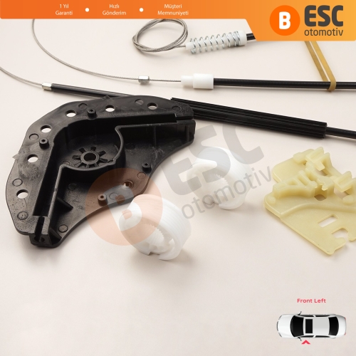 BMW 3 Serisi E46 2001-2005 4/5 Kapı Makyajlı Kasa 51330018129 İçin Ön Sol Kapı Cam Kriko Tamir Seti Kapaklı