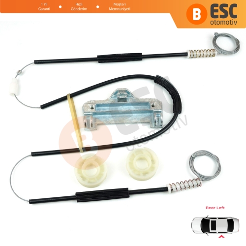 BMW 5 Serisi E39 1996-03/1999 4/5 Kapı Makyajsız Kasa 51358159835 İçin Arka Sol Kapı Cam Kriko Tamir Seti