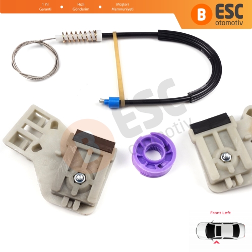 VW Polo MK4 6Q 9A 9N 9N3 2001-2009 HB 5-Kapı 9A4 2002-2018 4-Kapı Sedan 6Q4837461 İçin Elektrikli Ön Sol Kapı Cam Kriko Tamir Seti