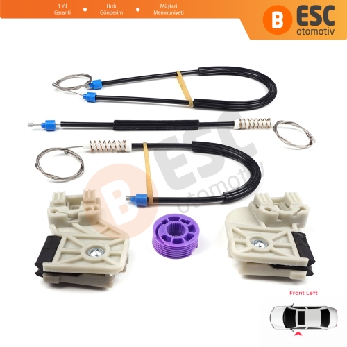 VW Polo MK4 6Q 9A 9N 9N3 2001-2009 HB 5-Kapı 9A4 2002-2018 4-Kapı Sedan 6Q4837461 İçin Elektrikli Ön Sol Kapı Cam Kriko Tamir Seti