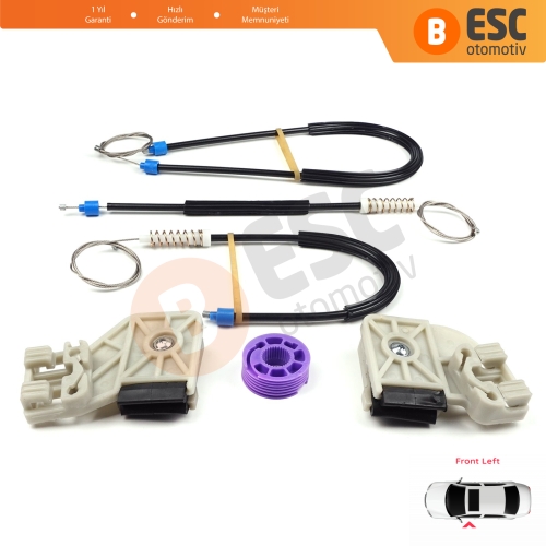 VW Polo MK4 6Q 9A 9N 9N3 2001-2009 HB 5-Kapı 9A4 2002-2018 4-Kapı Sedan 6Q4837461 İçin Elektrikli Ön Sol Kapı Cam Kriko Tamir Seti