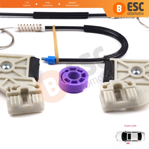 VW Polo MK4 6Q 9A 9N 9N3 2001-2009 HB 5-Kapı 9A4 2002-2018 4-Kapı Sedan 6Q4837461 İçin Elektrikli Ön Sol Kapı Cam Kriko Tamir Seti