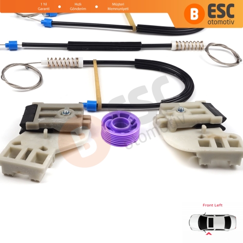 VW Polo MK4 6Q 9A 9N 9N3 2001-2009 HB 5-Kapı 9A4 2002-2018 4-Kapı Sedan 6Q4837461 İçin Elektrikli Ön Sol Kapı Cam Kriko Tamir Seti