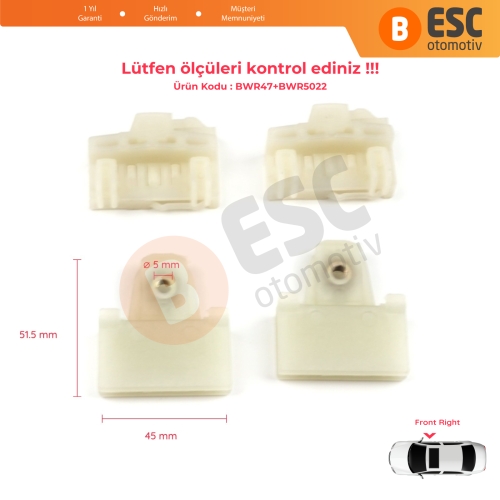 Pontiac Grand Am Sunfire 1995-2005 Oldsmobile Alero Cutlass MK6 Chevrolet Cavalier Malibu GM1351126 İçin 4 Adet Ön Sağ Cam Kriko Tamir Kılavuz Klipsi