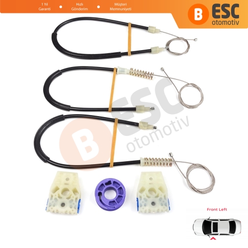 VW Polo Vento MK5 6R 6C 61 2009-2022 4/5 Kapı 6R4837461 İçin Elektrikli Ön Sol Cam Kriko Tamir Seti