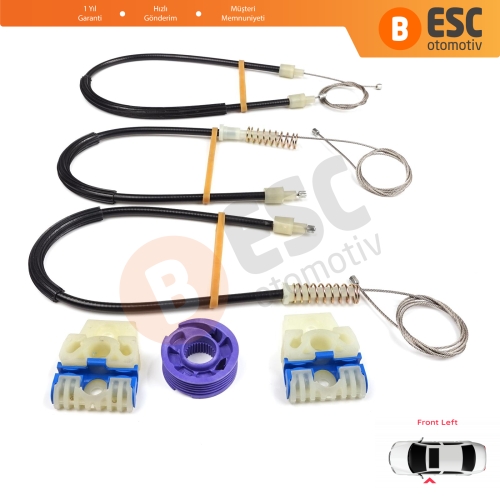 VW Polo Vento MK5 6R 6C 61 2009-2022 4/5 Kapı 6R4837461 İçin Elektrikli Ön Sol Cam Kriko Tamir Seti