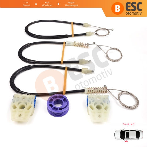 VW Polo Vento MK5 6R 6C 61 2009-2022 4/5 Kapı 6R4837461 İçin Elektrikli Ön Sol Cam Kriko Tamir Seti