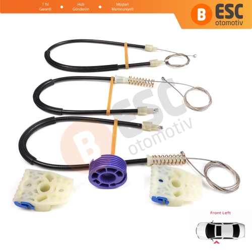 VW Polo Vento MK5 6R 6C 61 2009-2022 4/5 Kapı 6R4837461 İçin Elektrikli Ön Sol Cam Kriko Tamir Seti