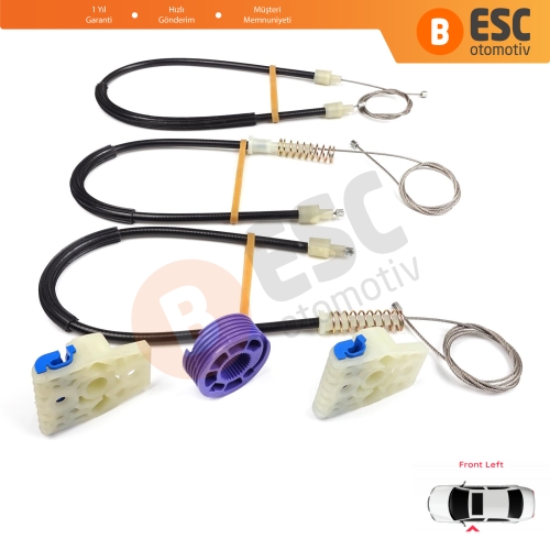 VW Polo Vento MK5 6R 6C 61 2009-2022 4/5 Kapı 6R4837461 İçin Elektrikli Ön Sol Cam Kriko Tamir Seti