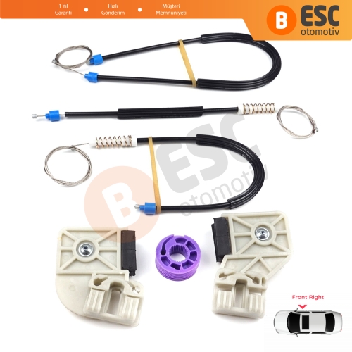 VW Polo MK4 6Q 9A 9N 9N3 2001-2009 HB 5-Kapı 9A4 2002-2018 4-Kapı Sedan 6Q4837462 İçin Elektrikli Ön Sağ Kapı Cam Kriko Tamir Seti