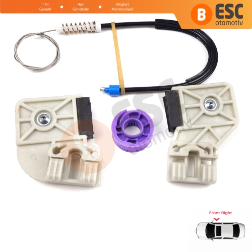 VW Polo MK4 6Q 9A 9N 9N3 2001-2009 HB 5-Kapı 9A4 2002-2018 4-Kapı Sedan 6Q4837462 İçin Elektrikli Ön Sağ Kapı Cam Kriko Tamir Seti