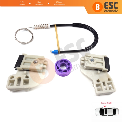 VW Polo MK4 6Q 9A 9N 9N3 2001-2009 HB 5-Kapı 9A4 2002-2018 4-Kapı Sedan 6Q4837462 İçin Elektrikli Ön Sağ Kapı Cam Kriko Tamir Seti