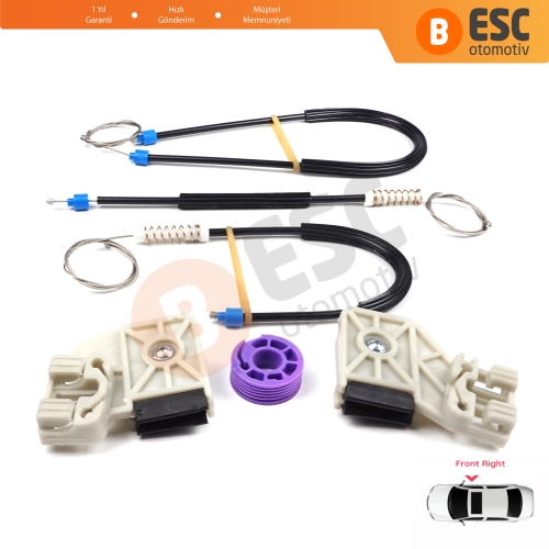 VW Polo MK4 6Q 9A 9N 9N3 2001-2009 HB 5-Kapı 9A4 2002-2018 4-Kapı Sedan 6Q4837462 İçin Elektrikli Ön Sağ Kapı Cam Kriko Tamir Seti