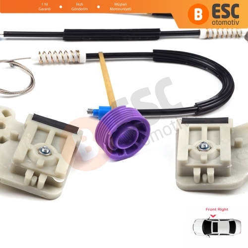 VW Polo MK4 6Q 9A 9N 9N3 2001-2009 HB 5-Kapı 9A4 2002-2018 4-Kapı Sedan 6Q4837462 İçin Elektrikli Ön Sağ Kapı Cam Kriko Tamir Seti