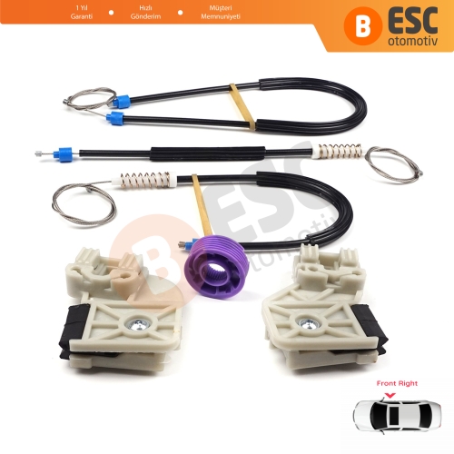 VW Polo MK4 6Q 9A 9N 9N3 2001-2009 HB 5-Kapı 9A4 2002-2018 4-Kapı Sedan 6Q4837462 İçin Elektrikli Ön Sağ Kapı Cam Kriko Tamir Seti