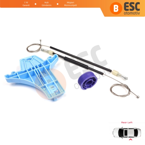  VW Polo Vento MK5 6R 6C 61 2009-2022 4/5 Kapı 6R4839461 İçin Elektrikli Arka Sol Cam Kriko Tamir Seti