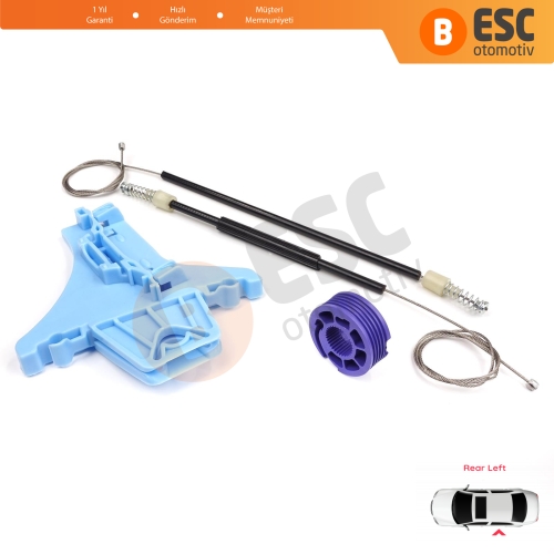  VW Polo Vento MK5 6R 6C 61 2009-2022 4/5 Kapı 6R4839461 İçin Elektrikli Arka Sol Cam Kriko Tamir Seti