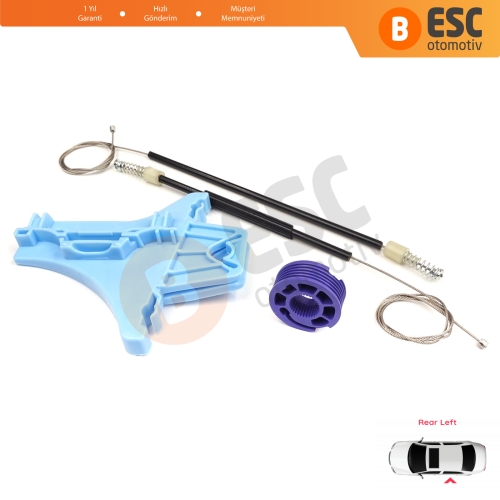  VW Polo Vento MK5 6R 6C 61 2009-2022 4/5 Kapı 6R4839461 İçin Elektrikli Arka Sol Cam Kriko Tamir Seti