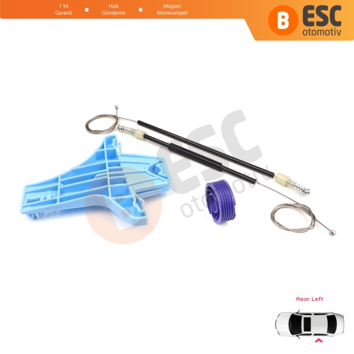  VW Polo Vento MK5 6R 6C 61 2009-2022 4/5 Kapı 6R4839461 İçin Elektrikli Arka Sol Cam Kriko Tamir Seti