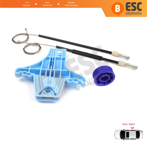 VW Polo Vento MK5 6R 6C 61 2009-2022 4/5 Kapı 6R4839462 İçin Elektrikli Arka Sağ Cam Kriko Tamir Seti