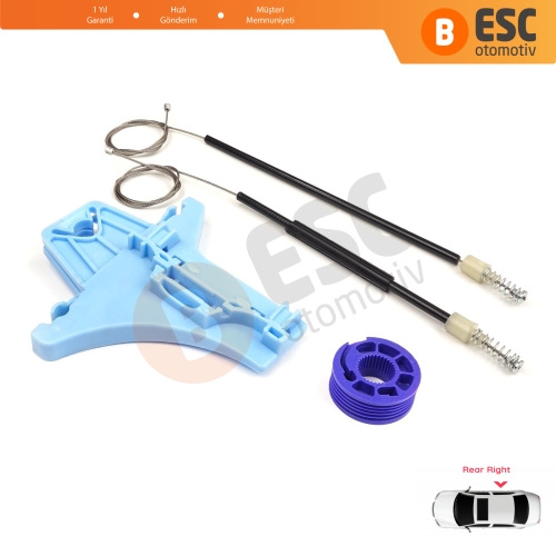 VW Polo Vento MK5 6R 6C 61 2009-2022 4/5 Kapı 6R4839462 İçin Elektrikli Arka Sağ Cam Kriko Tamir Seti