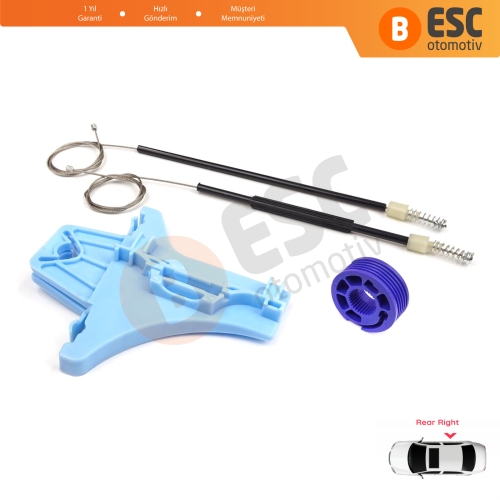 VW Polo Vento MK5 6R 6C 61 2009-2022 4/5 Kapı 6R4839462 İçin Elektrikli Arka Sağ Cam Kriko Tamir Seti