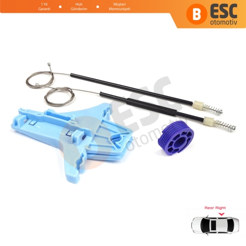 VW Polo Vento MK5 6R 6C 61 2009-2022 4/5 Kapı 6R4839462 İçin Elektrikli Arka Sağ Cam Kriko Tamir Seti