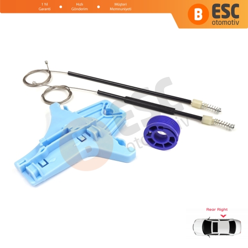 VW Polo Vento MK5 6R 6C 61 2009-2022 4/5 Kapı 6R4839462 İçin Elektrikli Arka Sağ Cam Kriko Tamir Seti