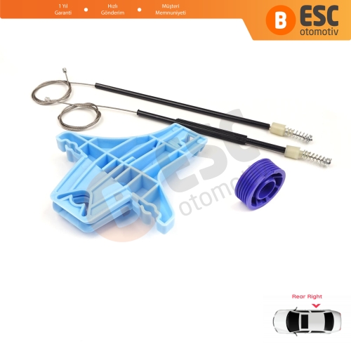 VW Polo Vento MK5 6R 6C 61 2009-2022 4/5 Kapı 6R4839462 İçin Elektrikli Arka Sağ Cam Kriko Tamir Seti