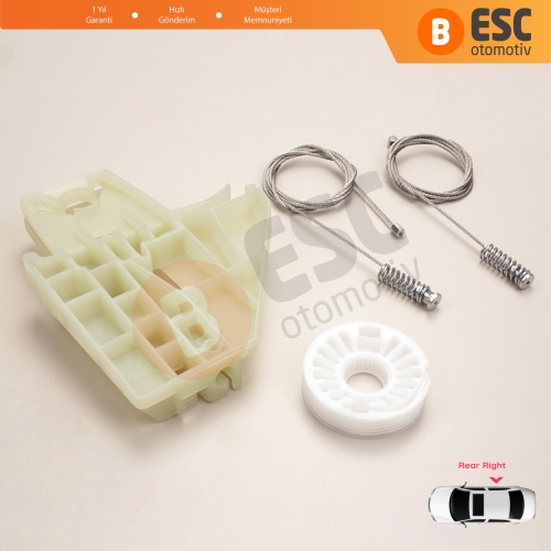 Skoda Octavia MK2 A5 1Z3 1Z5 2004-2013 4/5-Kapı 1Z0839656 İçin Elektrikli Arka Sağ Cam Kriko Tamir Seti