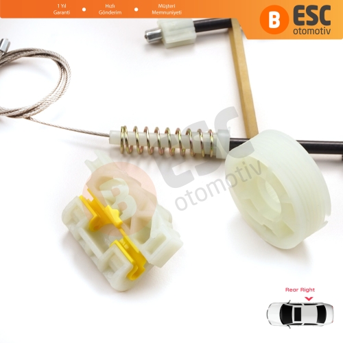 Renault Laguna MK3 X91 BT0/1 KT0/1 2007-2015 5-Kapı 827000001R İçin Elektrikli Arka Sağ Cam Kriko Tamir Seti