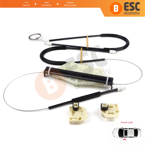 VW New Beetle C1 1C1 1997-2011 3-Kapı Hatchback 1CM898655 İçin Elektrikli Ön Sol Kapı Cam Kriko Tamir Seti