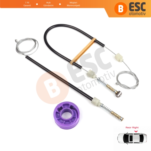 VW Phaeton 3D MK1 2002-2016 SWB Kısa Şase 3D4839756 İçin Arka Sağ Kapı Cam Kriko Tamir Seti