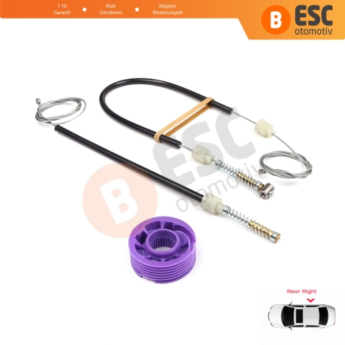 VW Phaeton 3D MK1 2002-2016 SWB Kısa Şase 3D4839756 İçin Arka Sağ Kapı Cam Kriko Tamir Seti