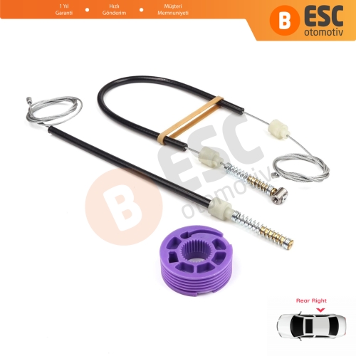 VW Phaeton 3D MK1 2002-2016 SWB Kısa Şase 3D4839756 İçin Arka Sağ Kapı Cam Kriko Tamir Seti