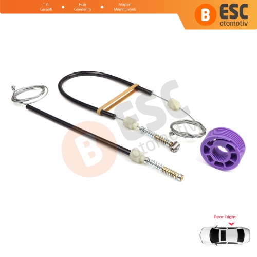 VW Phaeton 3D MK1 2002-2016 SWB Kısa Şase 3D4839756 İçin Arka Sağ Kapı Cam Kriko Tamir Seti