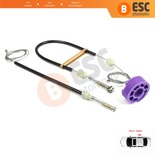 VW Phaeton 3D MK1 2002-2016 SWB Kısa Şase 3D4839756 İçin Arka Sağ Kapı Cam Kriko Tamir Seti