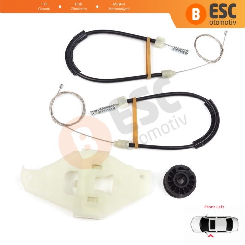 Citroen C-Elysee DD Peugeot 301 2012-On 9677416980 İçin Ön Sol Kapı Cam Kriko Tamir Seti