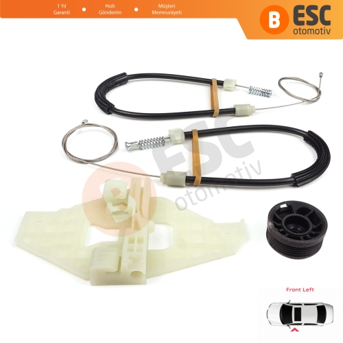 Citroen C-Elysee DD Peugeot 301 2012-On 9677416980 İçin Ön Sol Kapı Cam Kriko Tamir Seti