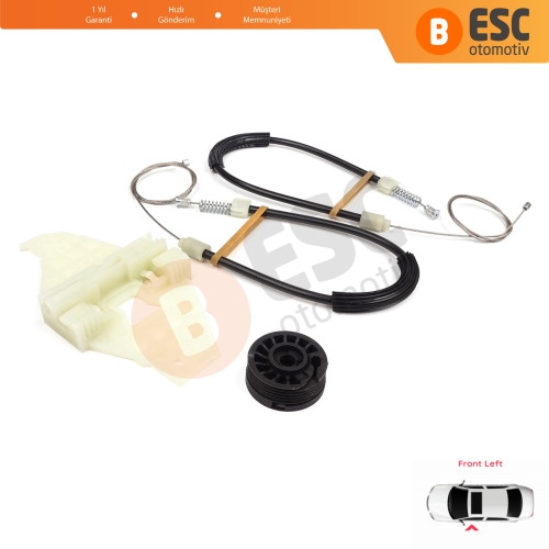 Citroen C-Elysee DD Peugeot 301 2012-On 9677416980 İçin Ön Sol Kapı Cam Kriko Tamir Seti