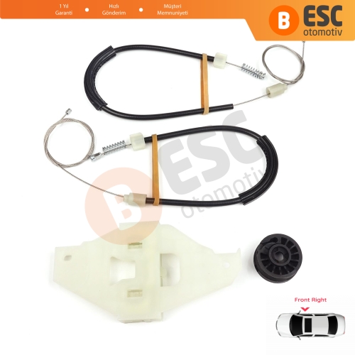 Citroen C-Elysee DD Peugeot 301 2012-On 9674412380 İçin Ön Sağ Kapı Cam Kriko Tamir Seti