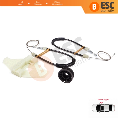 Citroen C-Elysee DD Peugeot 301 2012-On 9674412380 İçin Ön Sağ Kapı Cam Kriko Tamir Seti