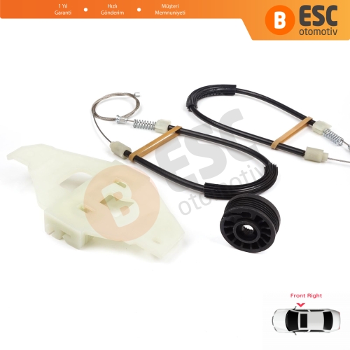 Citroen C-Elysee DD Peugeot 301 2012-On 9674412380 İçin Ön Sağ Kapı Cam Kriko Tamir Seti