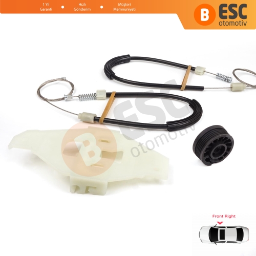 Citroen C-Elysee DD Peugeot 301 2012-On 9674412380 İçin Ön Sağ Kapı Cam Kriko Tamir Seti