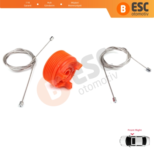 Peugeot 207 WA WC WK SW 2006–2015 5-Kapı 9222W9 İçin Elektrikli Ön Sağ Cam Kriko Tamir Seti