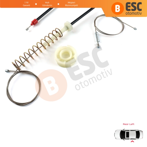 BMW 5 Serisi E39 04/1999-2004 4/5 Kapı Makyajlı Kasa 51358252429 İçin Arka Sol Kapı Cam Kriko Tamir Seti